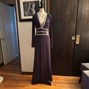 VENUS Deep Purple Maxi Dress with Silver Accents brand new never been worn